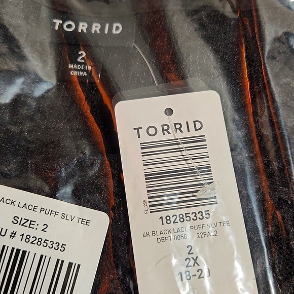❤️NWT VINTAGE TORRID TEE - PUFF SLEEVE - SHEER LACE - BLACK - PLUS SIZE - Picture 9 of 13
